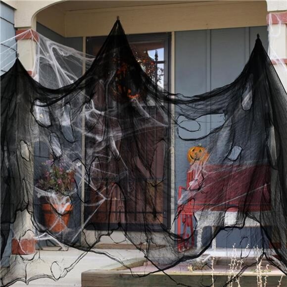 315 x 85 Halloween Black Creepy Cloth, Spooky Fabric Cloth Halloween Decor - Picture 5 of 7